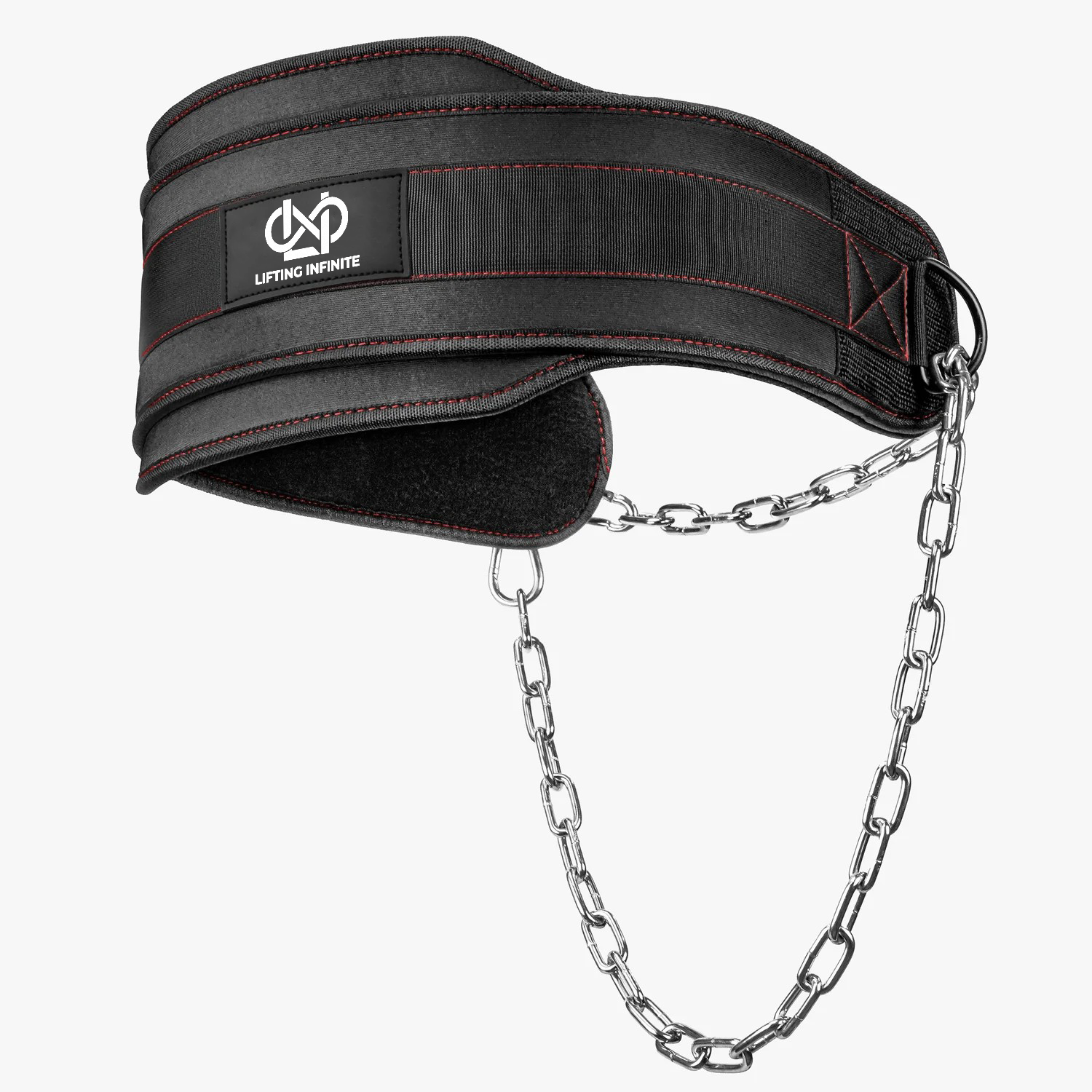 Black Lifting Infinite neoprene dip belt with steel chain